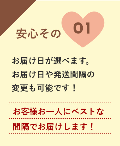 安心01:お客様お一人にベストな間隔でお届けします!