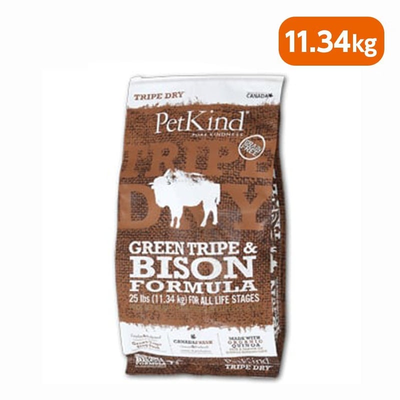 【PetKind ペットカインド】トライプドライ グリーントライプ＆バイソン 11.34kg