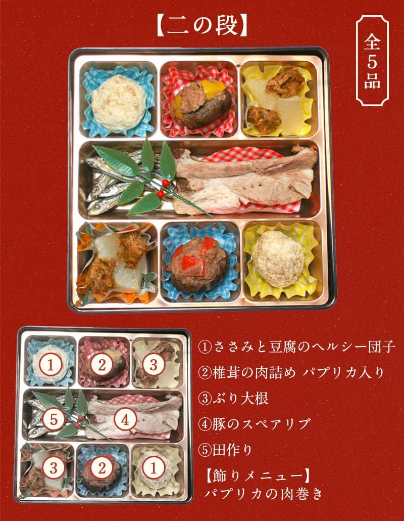 送料無料 無添加 愛犬用オリジナルおせち 三段重タイプ 全19品【12/29～30お届け】二の段お品書き