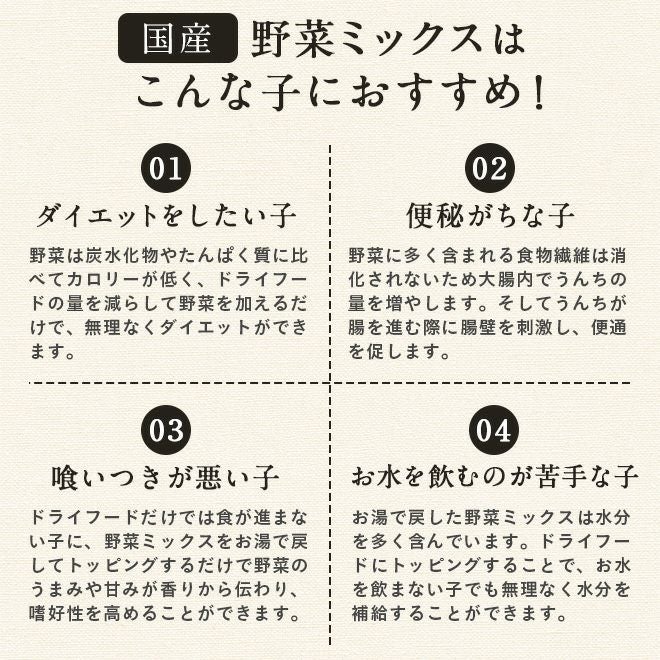 1dayセール：【無添加 国産】乾燥野菜ミックス 200g （ブドウ糖不使用）